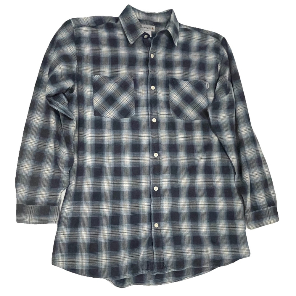 Carhartt Button Down Shirt Mens L Original Fit Navy Plaid
